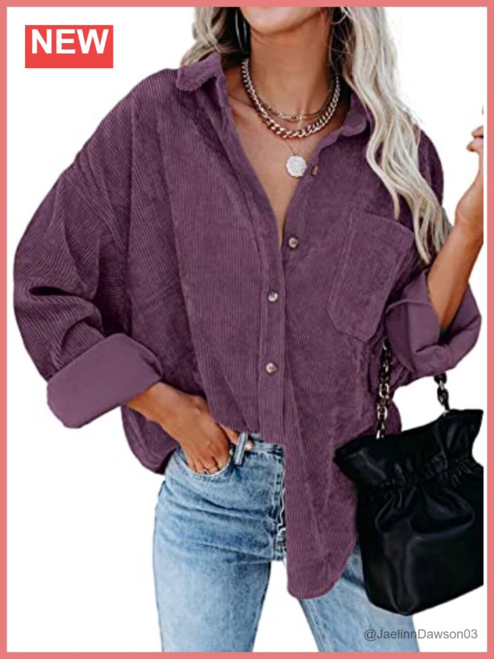Corduroy Button Down Shirt Long Sleeve Oversized Boyfriend Blouse